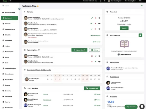 sage-hr dashboard
