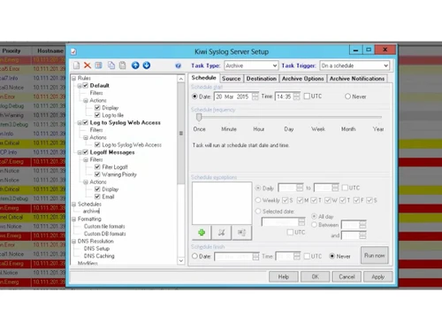 kiwi syslog server scheduling