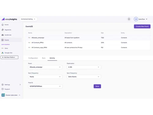 EasyInsights events