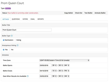 eBallot Voter Settings