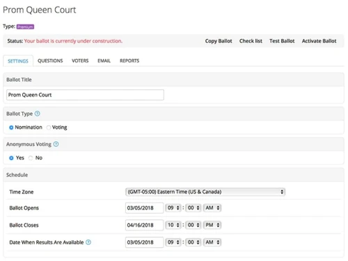 eBallot Voter Settings