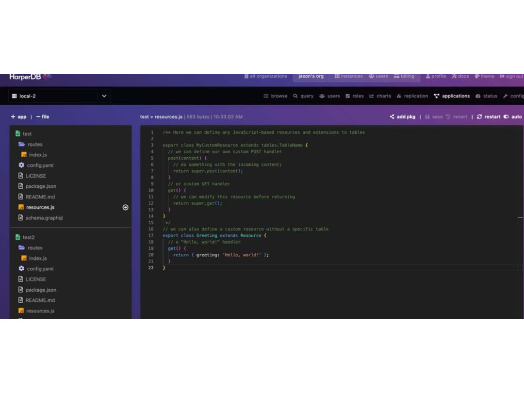 harperdb dashboard