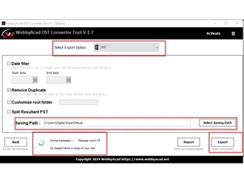 Webbyacad OST Recovery Tool export