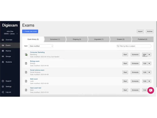 Digiexam exam library