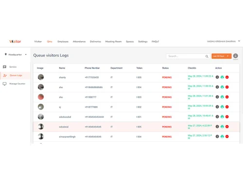 vizitor qms visitors logs