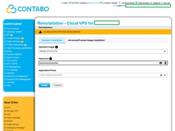 Contabo Control Panel