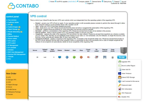 Contabo VPS Control