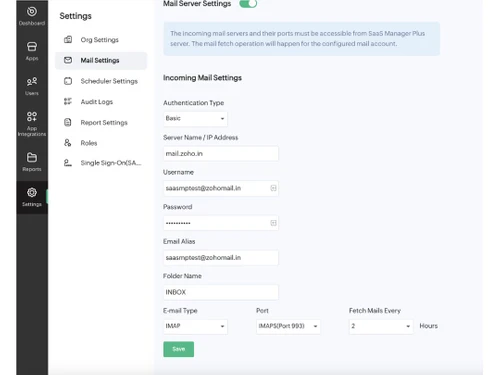 saas manager plus settings