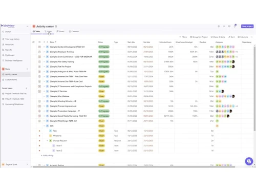 Birdview PMS activity center