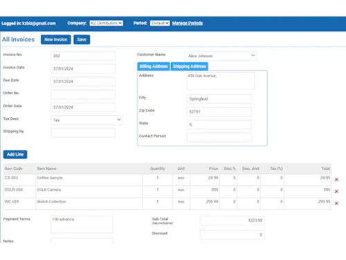 KozyAccounts invoice