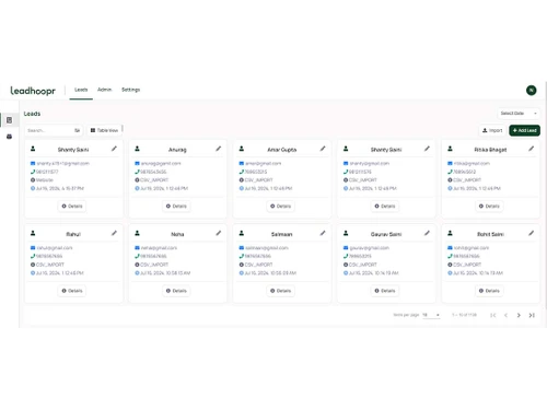 Leadhoopr leads table