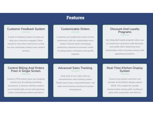 Newton Canteen Management system-Features