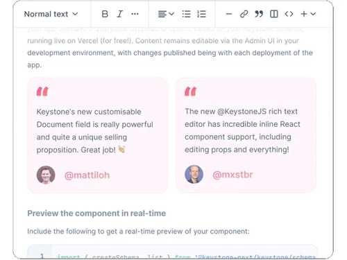 keystonejs text