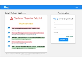 plagly plagiarism report