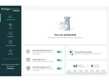 Intego Antivirus dashboard