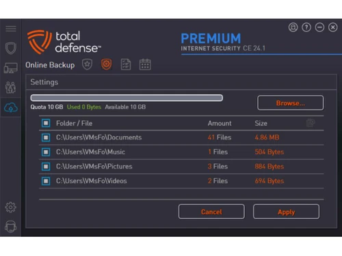 Total Defense Anti-Virus online backup