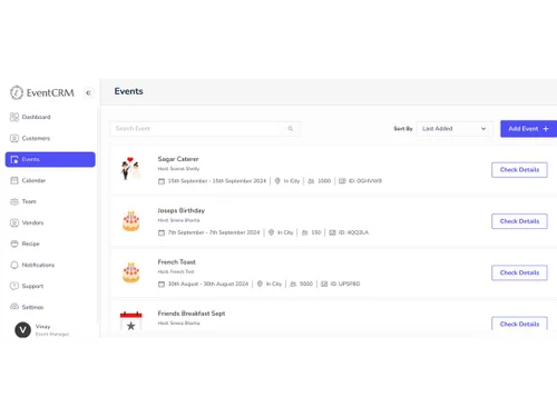 eventcrm dashboard