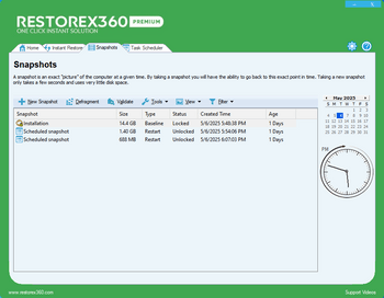 RestoreX360 Snapshots