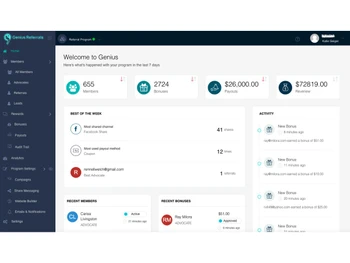 genius referrals -dashboard