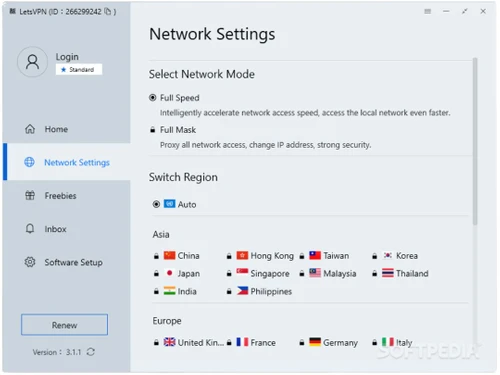 LetsVPN networks settings