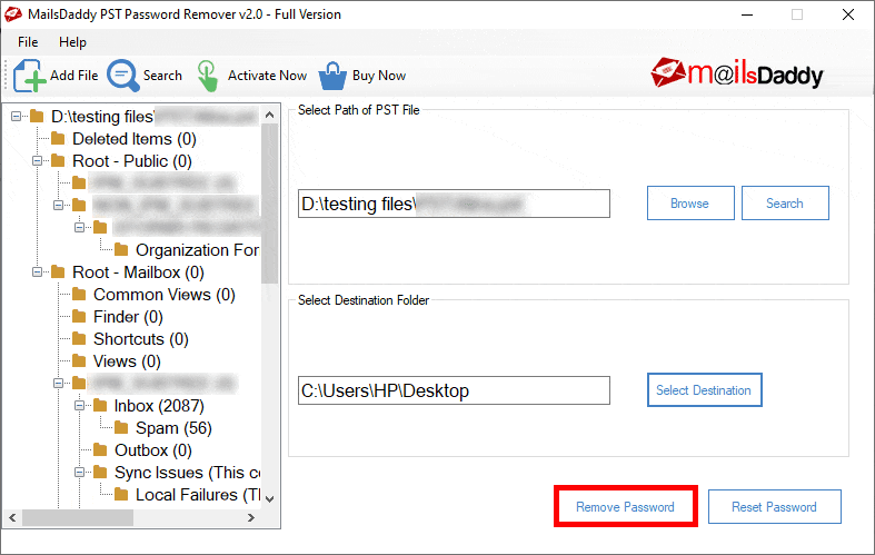Mailsdaddy PST Password Remover
