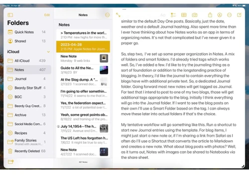 apple notes-folders