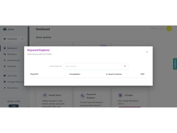 Junia AI keyword explorer