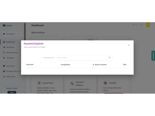 Junia AI keyword explorer