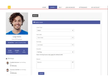 SimplHRM apply leave