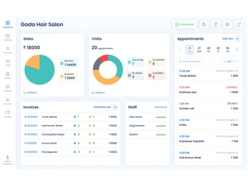 barbera salon software-dashboard