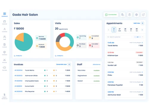 barbera salon software-dashboard