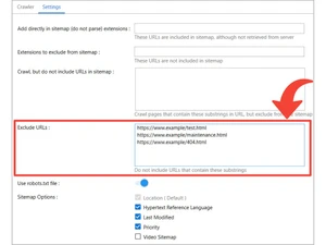 SitemapBuddy settings