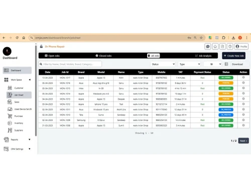 CRMJIO job sheet