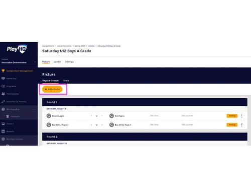 Playhq compatition management