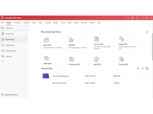 Systweak PDF Editor dashboard