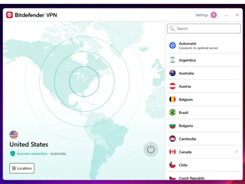 bitdefender premium vpn-location
