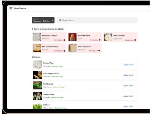 Rista POS Item stock