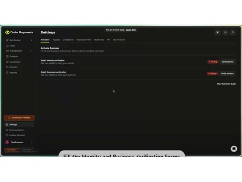 Dodo Payments Settings
