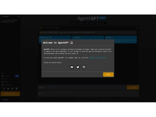 AgentGPT welcome