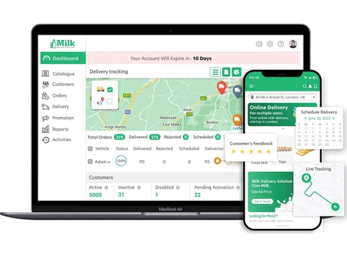 milk delivery solutions dashboard