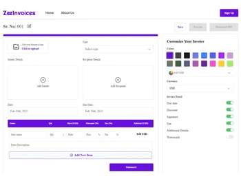 ZeeInvoices recipient