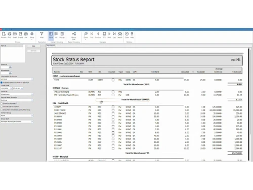 ECI ERP stock status