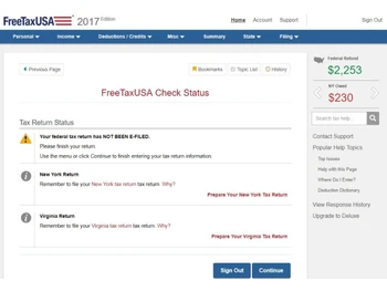 FreeTaxUSA-Check status