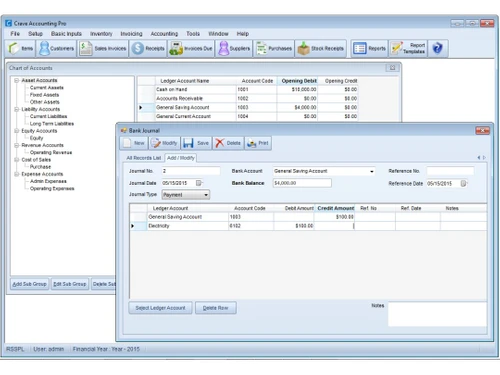 CraveInvoice Bank Journal