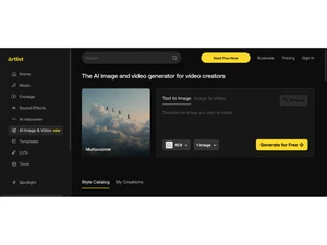 Artlist image and video generator