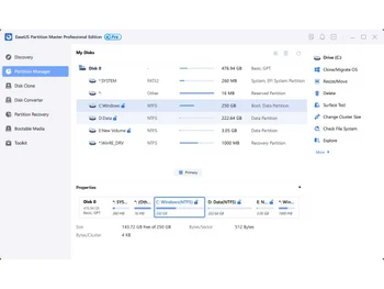 EaseUS Partition Master disk