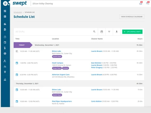 swept-scheduling