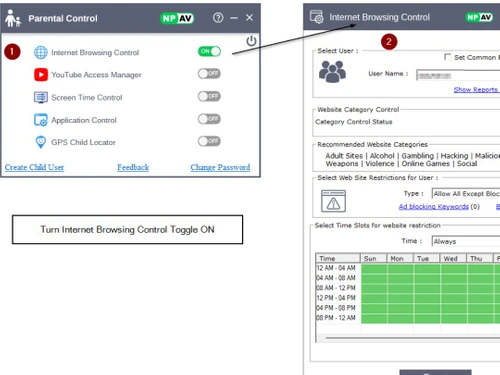 net protector parental control-browsing