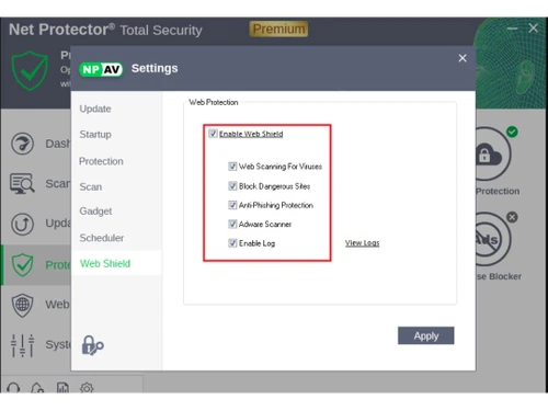 net protector total security for linux-settings