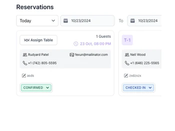 TableCore reservations